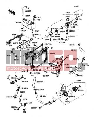 KAWASAKI - NINJA® ZX™-11 1991 - Engine/Transmission - Radiator - 39060-1094 - RADIATOR