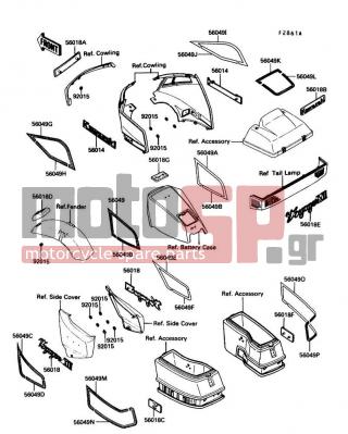 KAWASAKI - VOYAGER XII 1991 - Body Parts - Decal(ZG1200-B4/B5) - 56049-1367 - PATTERN,SIDE BAG BODY,LH,TOP