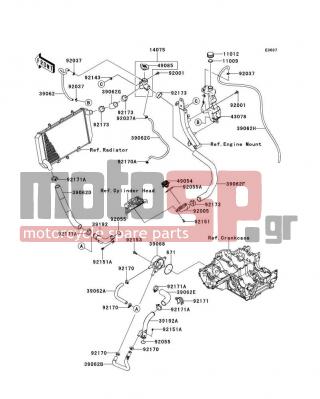 KAWASAKI - Z1000 2013 - Engine/Transmission - Water Pipe - 39062-0313 - HOSE-COOLING,CAP-THERMO