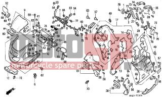 HONDA - CBR1000F (ED) 1991 - Body Parts - COWL - 64585-MW7-000ZC - PANEL SET, R. INNER (WL) *RP134/TYPE8*