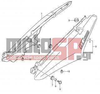 SUZUKI - DL1000 (E2) V-Strom 2002 - Εξωτερικά Μέρη - SEAT TAIL COVER (MODEL K2) - 45501-06G00-Y7H - COVER ASSY, SEAT TAIL RH (BLUE)