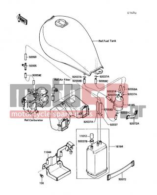 KAWASAKI - 454 LTD 1990 - Body Parts - Fuel Evaporative System - 92037-1512 - CLAMP,CANISTER