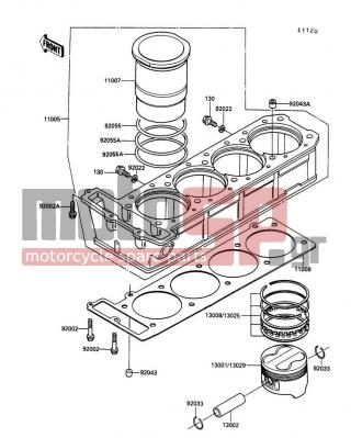 KAWASAKI - CONCOURS 1990 - Engine/Transmission - Cylinder/Piston - 92043-1279 - PIN,11.5X14X14