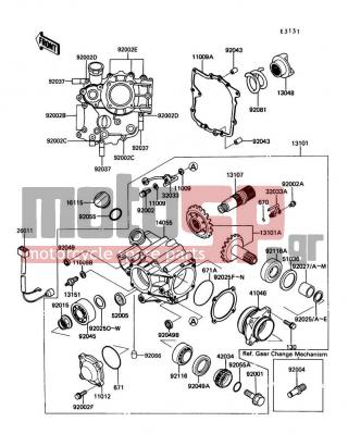 KAWASAKI - CONCOURS 1990 - Engine/Transmission - Front Bevel Gear - 92055-1044 - RING-O,ID=18.64