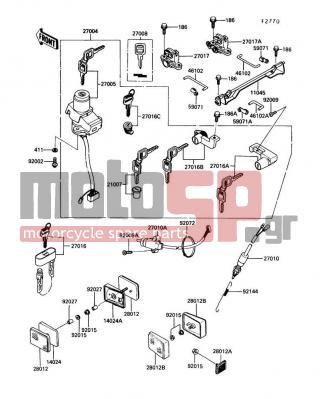KAWASAKI - CONCOURS 1990 -  - Ignition Switch - 92015-1259 - NUT,FLANGED,5MM
