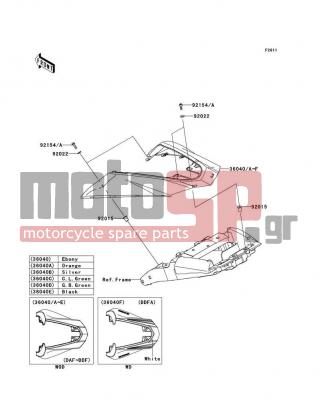 KAWASAKI - Z1000 (CANADIAN) 2013 - Body Parts - Side Covers - 36040-0092-40R - COVER-TAIL,G.B.GREEN