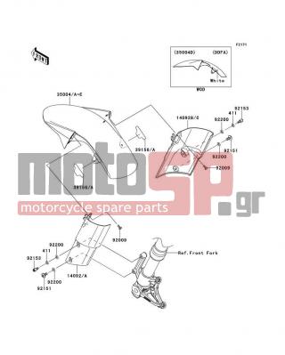 KAWASAKI - Z1000 (CANADIAN) 2013 - Body Parts - Front Fender(s) - 14092-0156-18T - COVER,FR FENDER,LH,F.S.BLACK