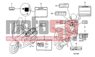 HONDA - FES125 (ED) 2007 - Body Parts - CAUTION LABEL (FES1257-A7) (FES1507-A7) - 81220-GS7-970ZA - LABEL, RR. CARRIER *TYPEW*