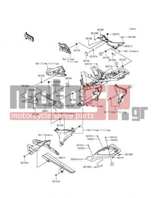 KAWASAKI - ZR800 (EUROPEAN) 2013 - Body Parts - Side Covers/Chain Cover - 36001-0597 - COVER-SIDE,RH