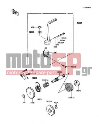 KAWASAKI - KX80 1990 - Engine/Transmission - Kickstarter Mechanism - 92002-1237 - BOLT,6X20