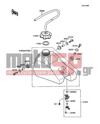 KAWASAKI - KX80 1990 -  - Fuel Tank - 92027-1833 - COLLAR,6.8X10X17