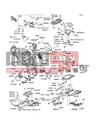 KAWASAKI - CONCOURS® 14 ABS 2012 -  - Frame Fittings - 35063-0637-458 - STAY,FR,RH,P.SILVER