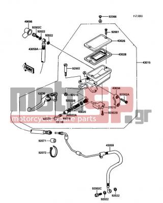 KAWASAKI - NINJA® ZX™-10 1990 - Engine/Transmission - Clutch Master Cylinder - 92022-1606 - WASHER,PISTON