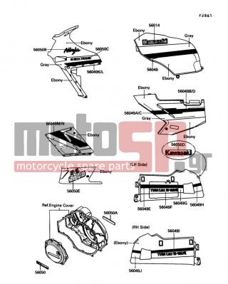 KAWASAKI - NINJA® ZX™-10 1990 - Body Parts - Decals - 56050-1095 - MARK,ENGINE COVER,RH
