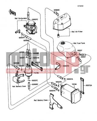 KAWASAKI - NINJA® ZX™-10 1990 - Body Parts - Fuel Evaporative System - 92059-1916 - TUBE,4X9X935,WHITE