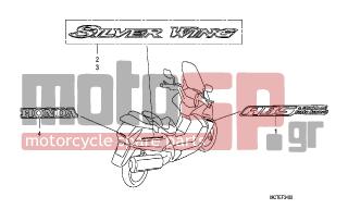 HONDA - FJS400D (ED) Silver Wing 2006 - Body Parts - MARK - 83402-MCT-690 - EMBLEM, R. BODY COVER