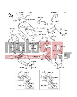 KAWASAKI - NINJA® ZX™-6 1990 - Body Parts - Cowling - 55028-1244-L1 - COWLING,FR,C.C.RED