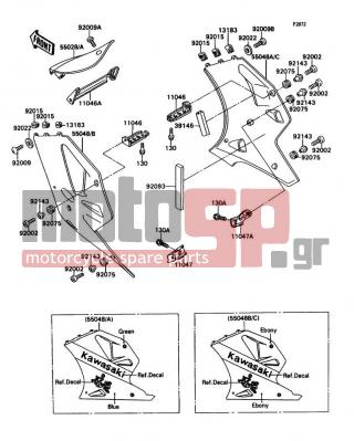 KAWASAKI - NINJA® ZX™-7 1990 - Body Parts - Cowling Lowers - 92022-1521 - WASHER,NYLON,5.3X11.5X1.5