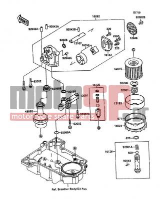 KAWASAKI - NINJA® ZX™-7 1990 - Κινητήρας/Κιβώτιο Ταχυτήτων - Oil Pump/Oil Filter - 13183-1601 - PLATE,OIL FILTER