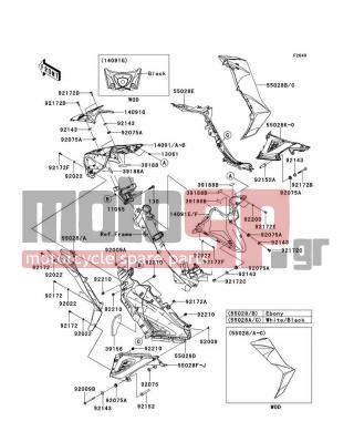 KAWASAKI - EDGE R 2012 - Body Parts - Leg Shield - 55028-0274-34H - COWLING,LEG SHIELD,OUT,RH,W/B