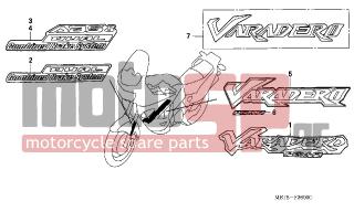 HONDA - XL1000V (ED) Varadero 2003 - Body Parts - MARK (E,ED,EK,F,G) - 87134-MBT-D20ZB - MARK, FR. FENDER *TYPE2*