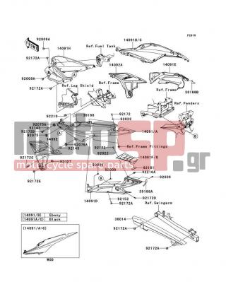 KAWASAKI - EDGE VR 2012 - Body Parts - Side Covers/Chain Cover - 14091-1780-6Z - COVER,TAIL,LWR,LH,F.BLACK
