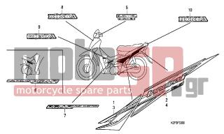 HONDA - ANF125A (GR) Innova 2010 - Body Parts - STRIPE-MARK - 87121-KPH-700 - MARK, ELECTRIC STARTER *TYPE1*