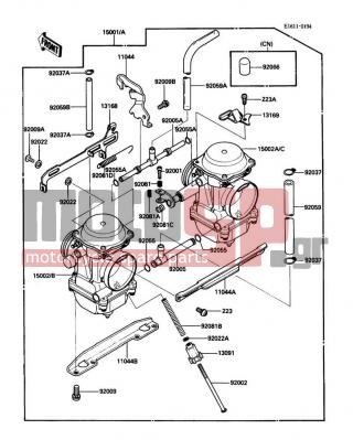 KAWASAKI - 454 LTD 1989 - Engine/Transmission - Carburetor - 13091-1382 - HOLDER,THROTTLE STOP SCREW