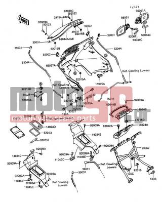 KAWASAKI - CANADA ONLY 1989 - Body Parts - Cowling - 14024-1472 - COVER,INNER COWLING COVER,RH