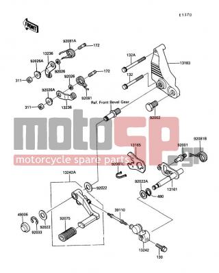 KAWASAKI - CANADA ONLY 1989 - Engine/Transmission - Gear Change Mechanism - 13236-1103 - LEVER-COMP,GEAR POSITION
