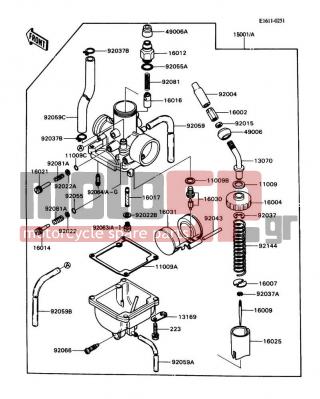 KAWASAKI - KD80 1989 - Engine/Transmission - Carburetor - 11009-1074 - GASKET,CABLE GUIDE