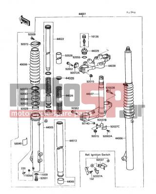 KAWASAKI - KLR650 1989 -  - Front Fork - 44006-1259 - PIPE-RIGHT FORK OUTER