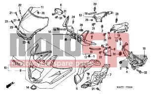 HONDA - CBR1100XX (ED) 2005 - Body Parts - UPPER COWL - 64226-MAT-D00ZA - GUARD, L. WIND *NH1*