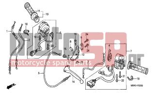 HONDA - CBR600F (ED) 1999 - Frame - HANDLE LEVER/ SWITCH/CABLE (1) - 53172-KY1-000 - BRACKET, HANDLE LEVER