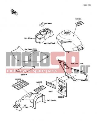 KAWASAKI - NINJA® 250R 1989 - Body Parts - Labels - 56037-1401 - LABEL-SPECIFICATION,TIRE&LOAD