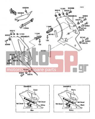 KAWASAKI - NINJA® ZX™-7 1989 - Body Parts - Cowling Lowers - 55028-1236-DB - COWLING,LWR,FR,BLUE 24