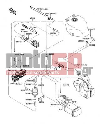 KAWASAKI - NINJA® ZX™-7 1989 - Body Parts - Fuel Evaporative System - 92190-1059 - TUBE,3.5X7.5X210