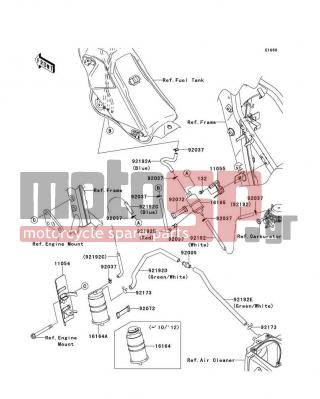 KAWASAKI - KLX®250S 2012 - Body Parts - Fuel Evaporative System(CA) - 92192-0725 - TUBE,CANISTER-FITTING,GRN/WHT