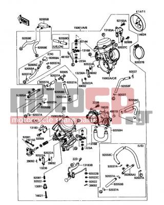 KAWASAKI - VULCAN 88 SE 1989 - Engine/Transmission - Carburetor - 15002-1589 - CARBURETOR,FR
