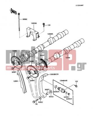 KAWASAKI - CONCOURS 1988 - Engine/Transmission - Camshaft(s)/Tensioner - 12053-1115 - GUIDE-CHAIN,UPP