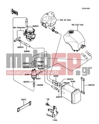 KAWASAKI - CONCOURS 1988 - Body Parts - Fuel Evaporative System - 11045-1163 - BRACKET,SEPARATOR