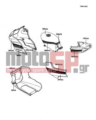KAWASAKI - EX500 1988 - Body Parts - Decals(White)(EX500-A2) - 56047-1747 - PATTERN,SEAT COVER,LH