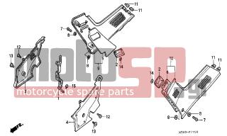 HONDA - CBR1000F (ED) 1995 - Body Parts - SIDE COVER - 64285-MZ2-000 - COVER COMP., R. PIVOT