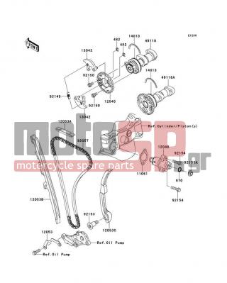 KAWASAKI - KX™450F 2012 - Engine/Transmission - Camshaft(s)/Tensioner - 12053-0031 - GUIDE-CHAIN,CAM CHAIN STOPPER