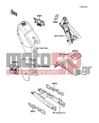 KAWASAKI - KX125 1988 - Body Parts - Labels - 56040-1129 - LABEL-WARNING,GASOLINE/OIL