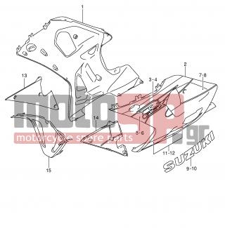 SUZUKI - GSX-R600 (E2) 2001 - Body Parts - UNDER COWLING (MODEL K1) - 68230-39F00-YM2 - EMBLEM, 