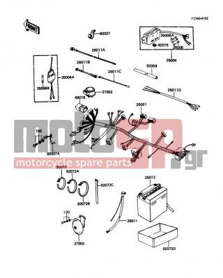KAWASAKI - LTD 1988 -  - Chassis Electrical Equipment - 26010-052 - WIRE-LEAD,BATTERY GROUND