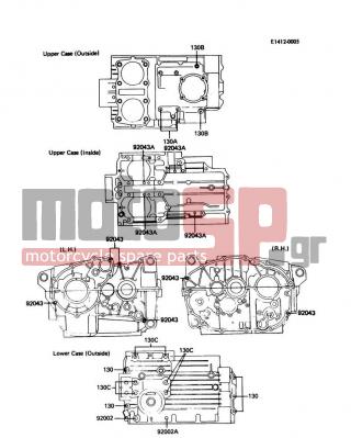 KAWASAKI - LTD 1988 - Engine/Transmission - Crankcase Bolt Pattern - 130Z0890 - BOLT-FLANGED