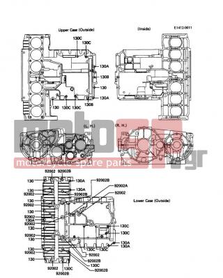 KAWASAKI - VOYAGER 1988 - Κινητήρας/Κιβώτιο Ταχυτήτων - Crankcase Bolt Pattern - 130Y0650 - BOLT-FLANGED