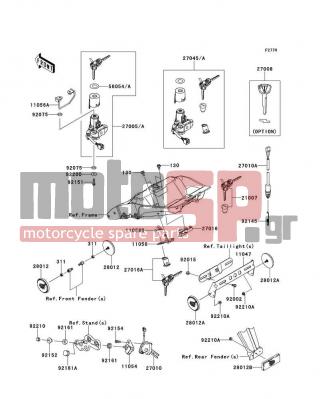 KAWASAKI - NINJA® 1000 2012 -  - Ignition Switch/Locks/Reflectors - 92154-0031 - BOLT,SOCKET,6X22